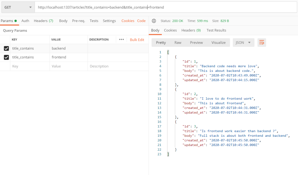 Default OR query yields all articles
